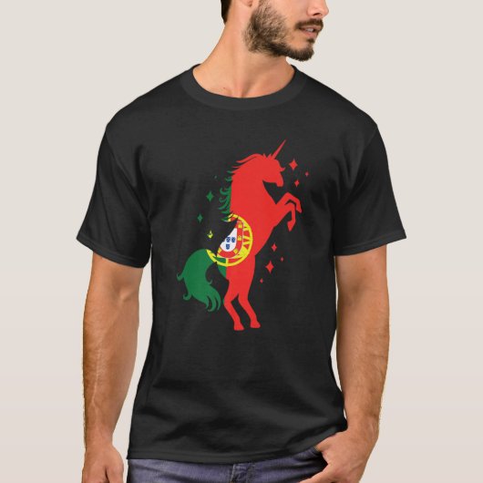 Portuguese Roots Unicorn Portugal Flag Tシャツ (正面)