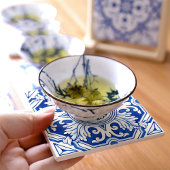 Portuguese Tile Art Coasters Vibrant Blue & White タイル