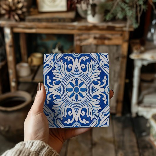 Portuguese Tile Art Coasters Vibrant Blue & White タイル