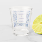 Portuguese Tiles Blue Mediterranean Wedding ショットグラス (裏面)