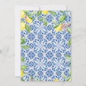 Portuguese Tiles Lemons Mediterranean Wedding 招待状 (裏面)