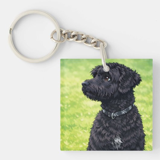 Portuguese Water Dog Acrylic Keychain – Cute Porti キーホルダー (正面)