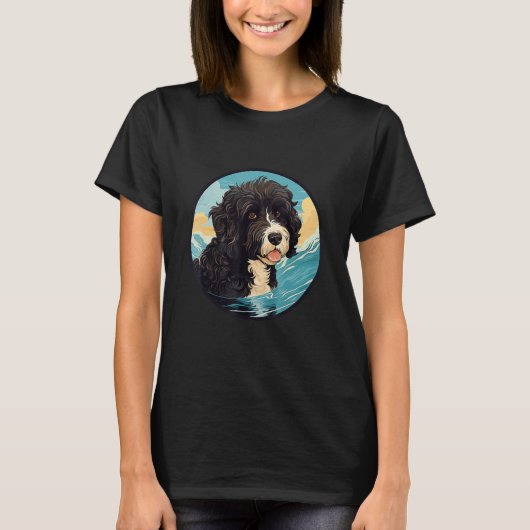 Portuguese Water Dog Breed Dog Design Tシャツ (正面)