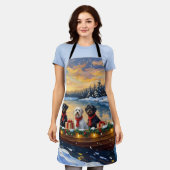 Portuguese Water Dog Christmas Boat Holiday エプロン (着用した状態)