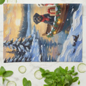 Portuguese Water Dog Christmas Boat Holiday キッチンタオル (折り畳み)