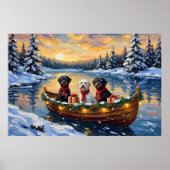 Portuguese Water Dog Christmas Boat Holiday ポスター (正面)
