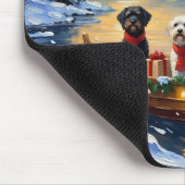 Portuguese Water Dog Christmas Boat Holiday マウスパッド (コーナー)