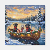 Portuguese Water Dog Christmas Boat Holiday マグネット (正面)