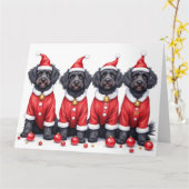 Portuguese Water Dog Christmas Dress Santa Hat カード (黄色い花)