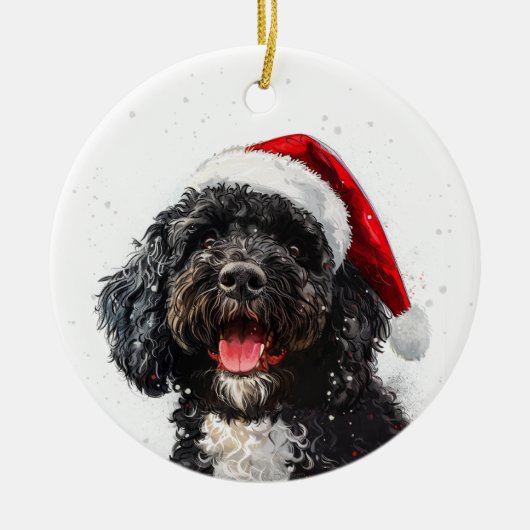 Portuguese Water Dog Christmas Personalized セラミックオーナメント (正面)