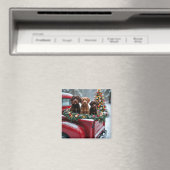 Portuguese Water Dog Christmas Red Truck Holiday マグネット (インサイチュ (食洗機))