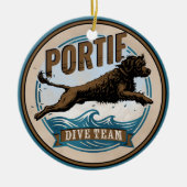 Portuguese Water Dog - Dive Team セラミックオーナメント (正面)