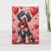 Portuguese Water Dog Valentine’s Day with Hearts カード (正面)
