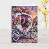 Portuguese Water Dog Valentine's Day カード (黄色い花)