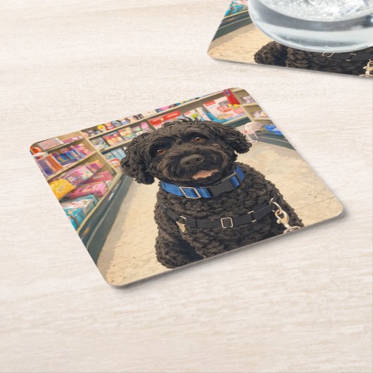 Portuguese Water Dogs Anime Anemi Paper Coasters スクエアペーパーコースター (アングル)