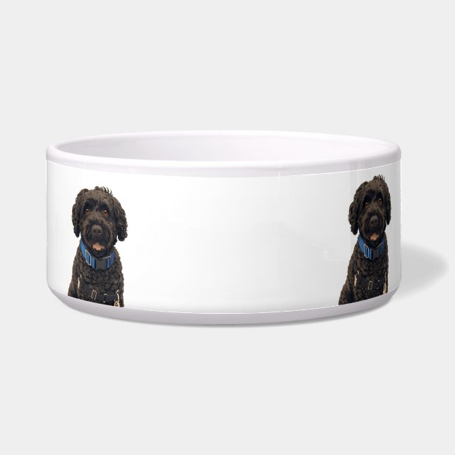 Portuguese Water Dogs Cute Dog Ceramic Pet Bowl ボウル (正面)