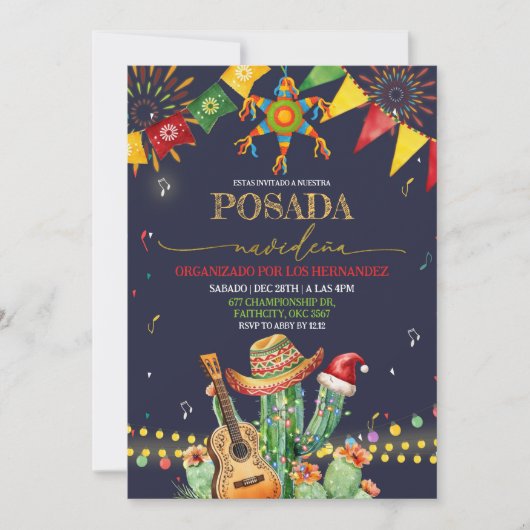 Posada Navidena Fiesta Cactus Christmas Party 招待状 (正面)