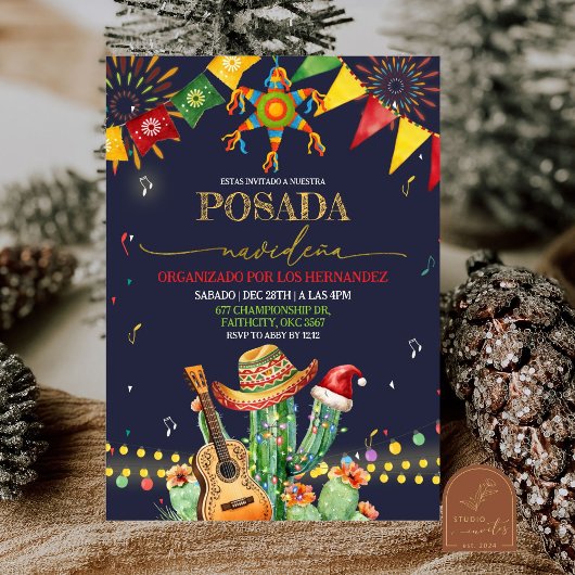 Posada Navidena Fiesta Cactus Christmas Party 招待状
