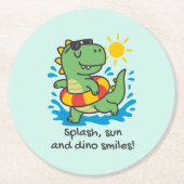 Posavasos de cartón con dinosaurio divertido ラウンドペーパーコースター (正面)