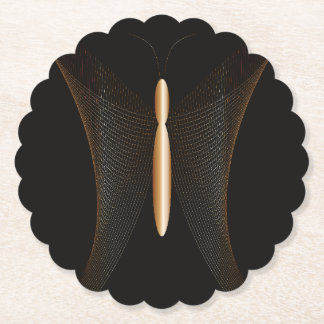 Posavasos de cartón elegante con mariposa dorada ペーパーコースター