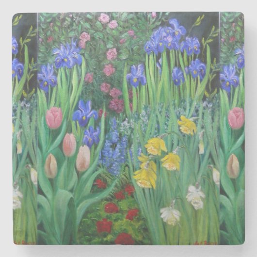 posavasos de cerámica con jardines y flores ストーンコースター (正面)