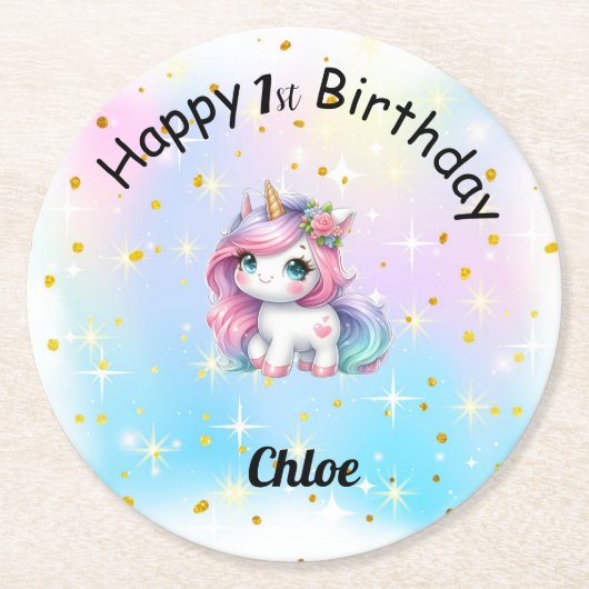 Posavasos de Cumpleaños Personalizado ラウンドペーパーコースター (正面)