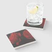 Posavasos de piedra con rosas rojas ストーンコースター (横)