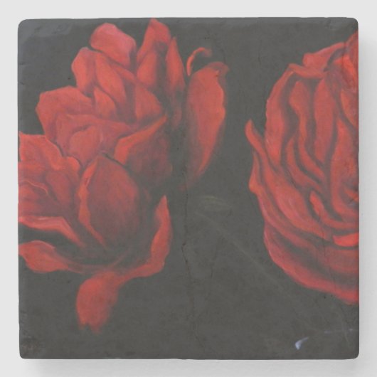 Posavasos de piedra con rosas rojas ストーンコースター (正面)