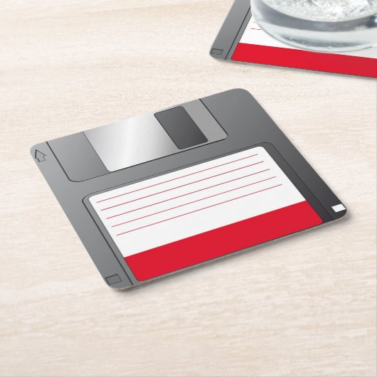 Posavasos Floppy disk スクエアペーパーコースター (アングル)