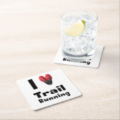 Posavasos "I love Trail Running" スクエアペーパーコースター (インサイチュ)