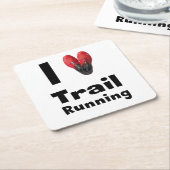 Posavasos "I love Trail Running" スクエアペーパーコースター (アングル)