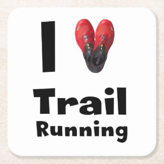Posavasos "I love Trail Running" スクエアペーパーコースター