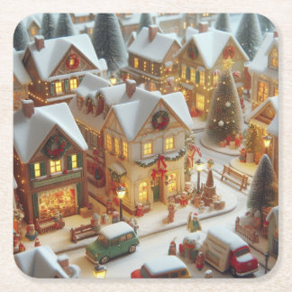 Posavasos Navideño Vintage | Regalo y Decoración  スクエアペーパーコースター