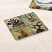 Posavasos personalizados originales Baphomet.  スクエアペーパーコースター (アングル)