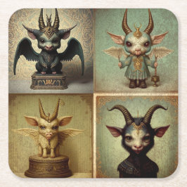 Posavasos personalizados originales Baphomet.  スクエアペーパーコースター