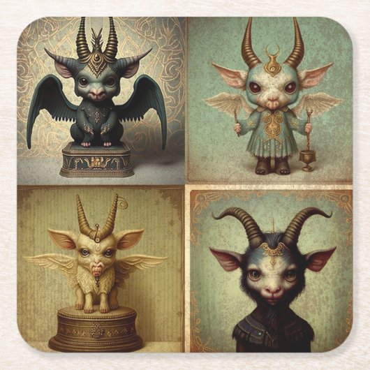 Posavasos personalizados originales Baphomet.  スクエアペーパーコースター (正面)