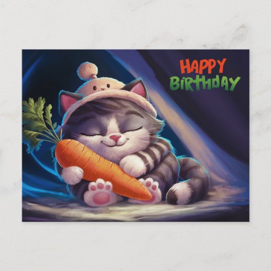 Poscards Happy Birthday Petit Chat 07 ポストカード (正面)