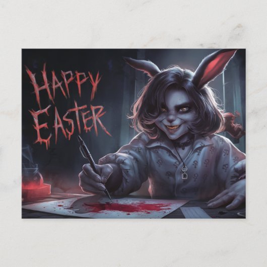 Poscards Happy Easter Femme Lapin ポストカード (正面)