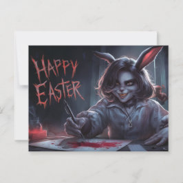 Poscards Happy Easter Femme Lapin ポストカード