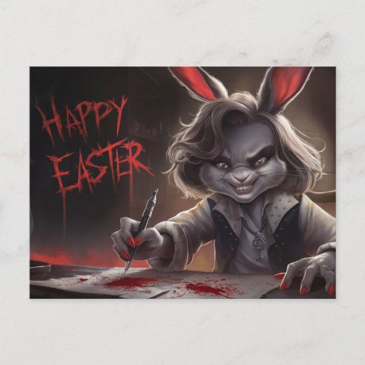 Poscards Happy Easter Femme Lapin 05 ポストカード (正面)