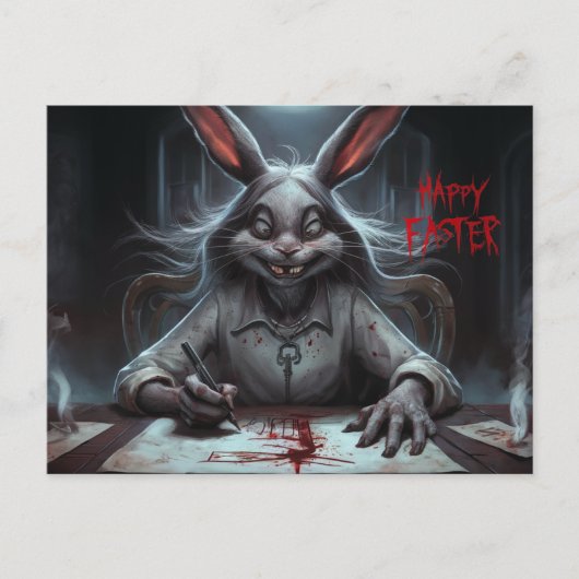 Poscards Happy Easter Femme Lapin 06 ポストカード (正面)