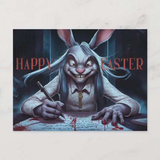 Poscards Happy Easter Femme Lapin 07 ポストカード (正面)