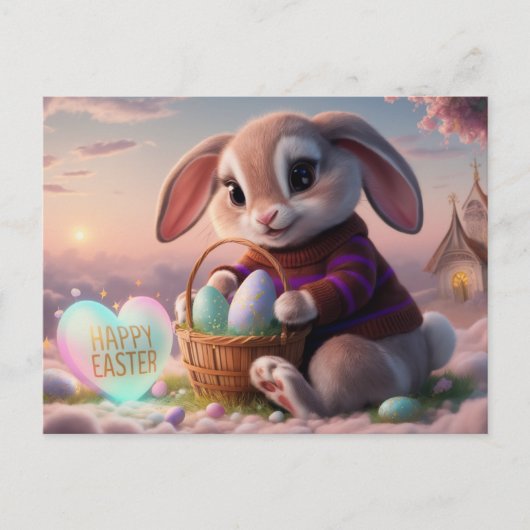 Poscards Happy Easter Lapin 02 ポストカード (正面)
