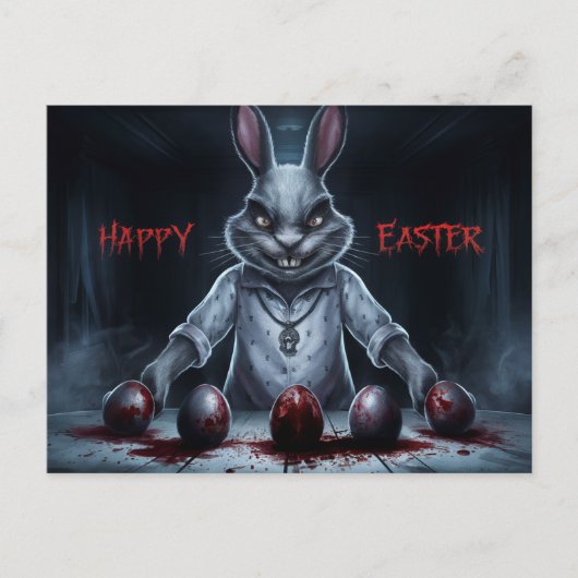 Poscards Happy Easter Lapin Oeuf Horror 03 ポストカード (正面)