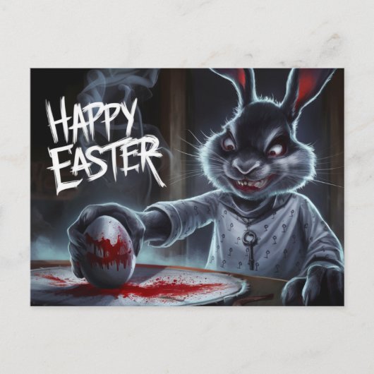 Poscards Happy Easter Lapin Oeuf Horror 04 ポストカード (正面)