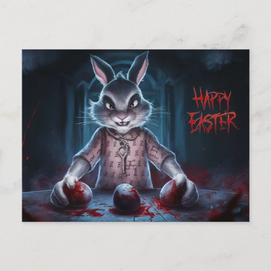 Poscards Happy Easter Lapin Oeuf Horror 05 ポストカード (正面)