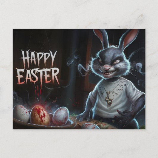Poscards Happy Easter Lapin Oeuf Horror 06 ポストカード (正面)