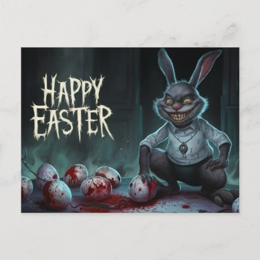 Poscards Happy Easter Lapin Oeuf Horror 08 ポストカード (正面)