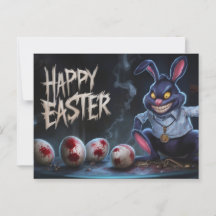 Poscards Happy Easter Lapin Oeuf Horror 11