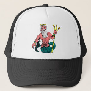 Poseidonの三叉の矛を握る海のギリシャの神 キャップ